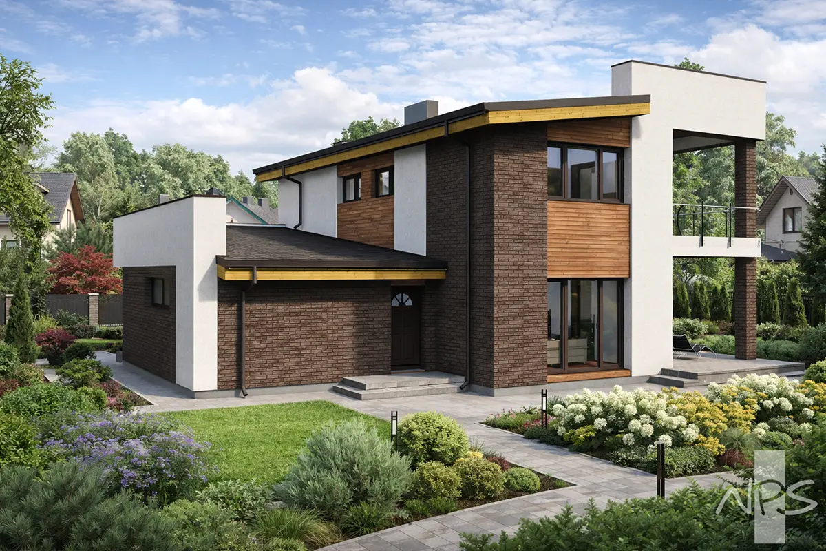 Divstāvu mājas projekts 179 m²: 3 Guļamistabas, 2 Vannasistabas, Garāža