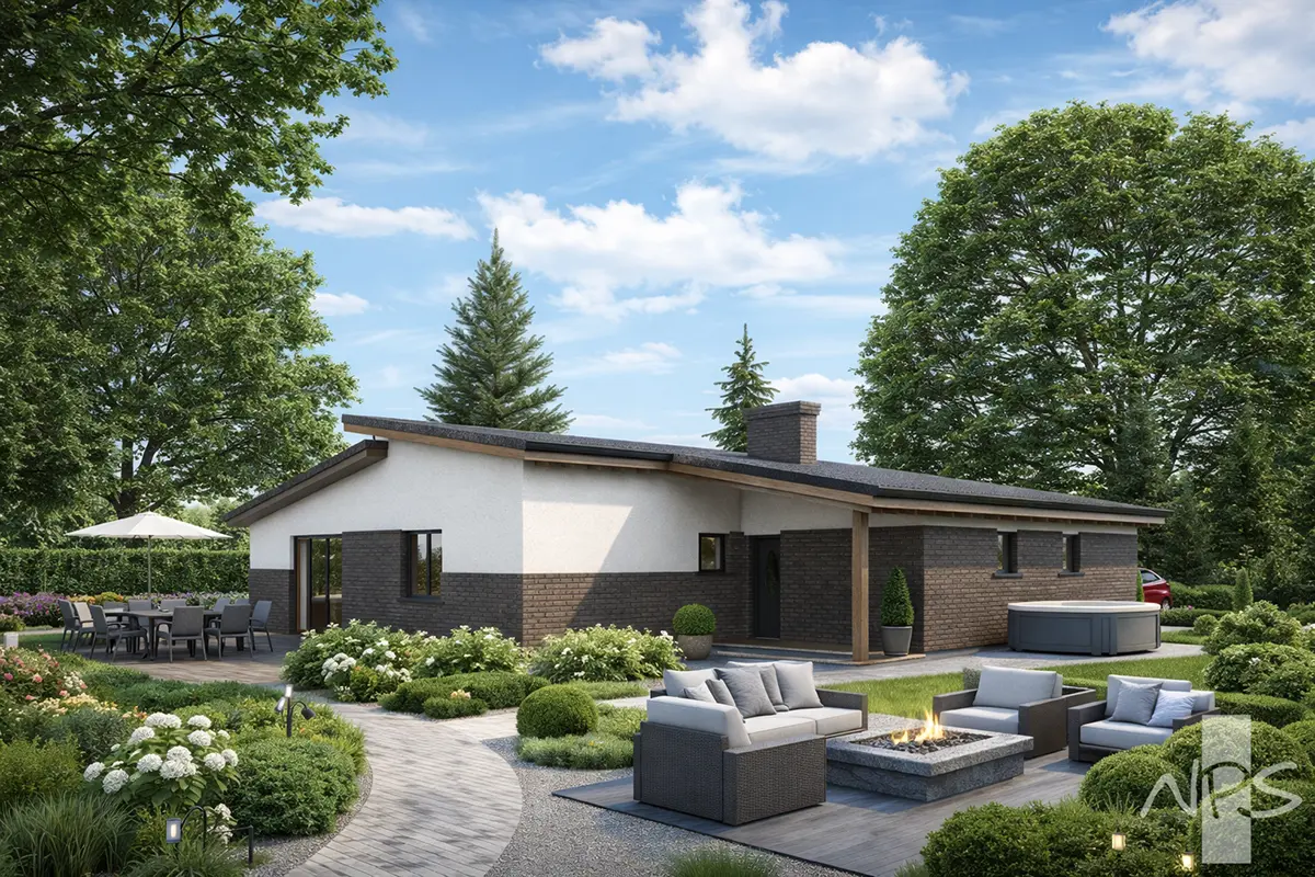 Vienstāva mājas projekts 157 m²: 3 Guļamistabas, 1 Vannasistabas, Garāža