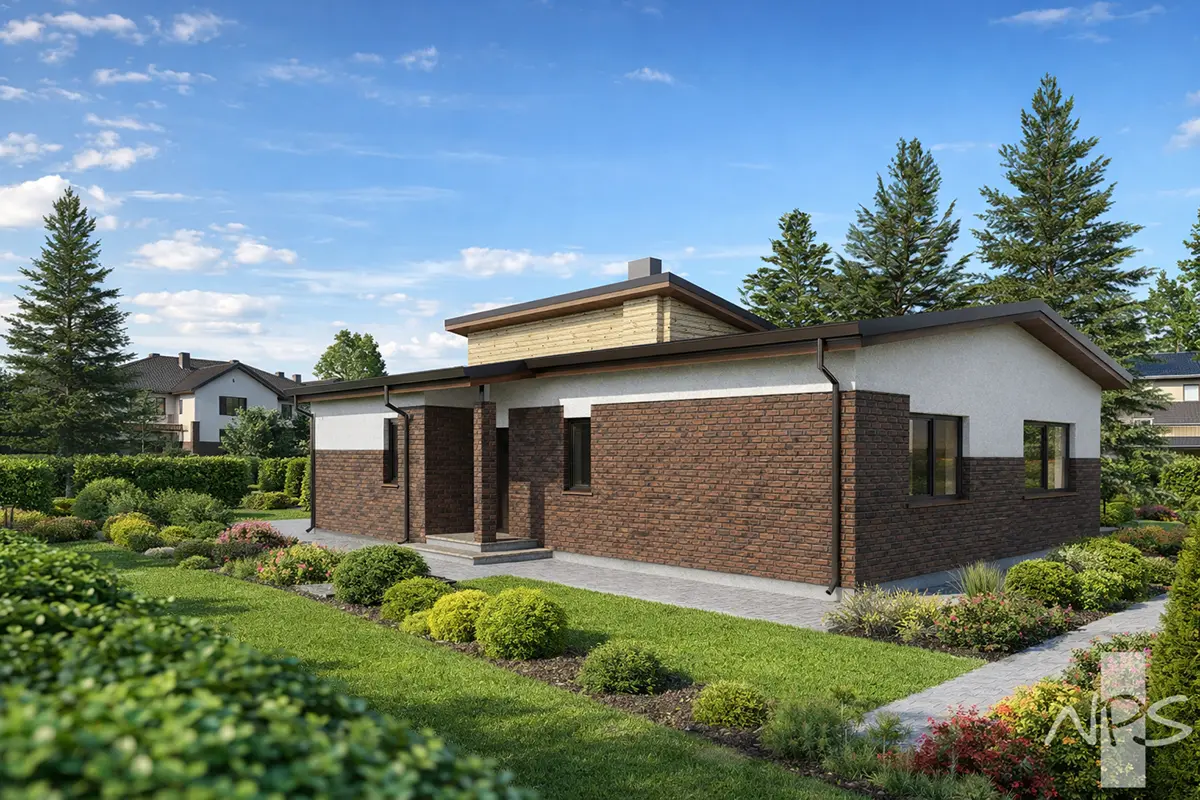 Vienstāva mājas projekts 143 m²: 3 Guļamistabas, 2 Vannasistabas, Atvērta virtuve, bez Garāžas