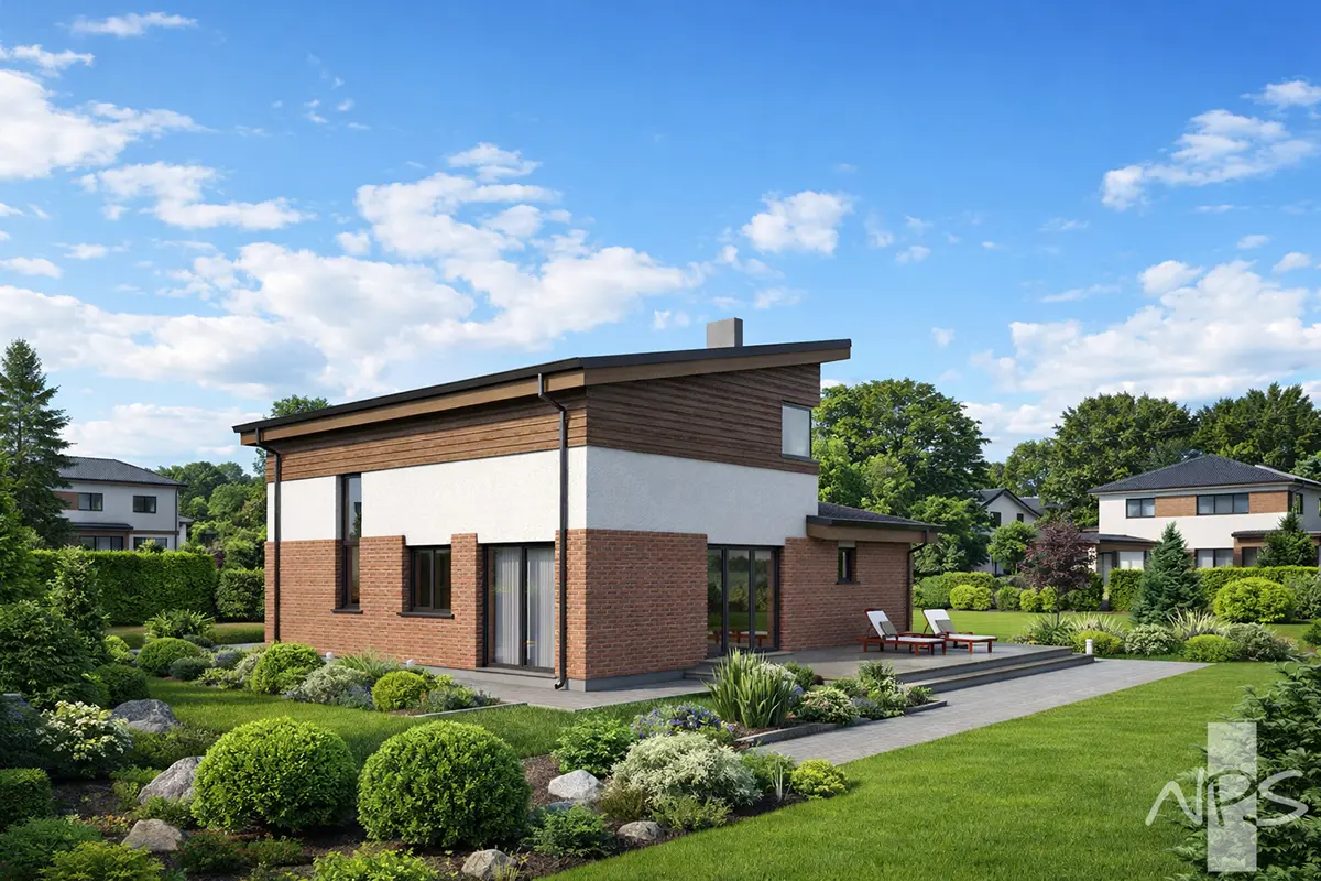 Divstāvu mājas projekts 157 m²: 3 Guļamistabas, 2 Vannasistabas, Atvērta virtuve, Garāža