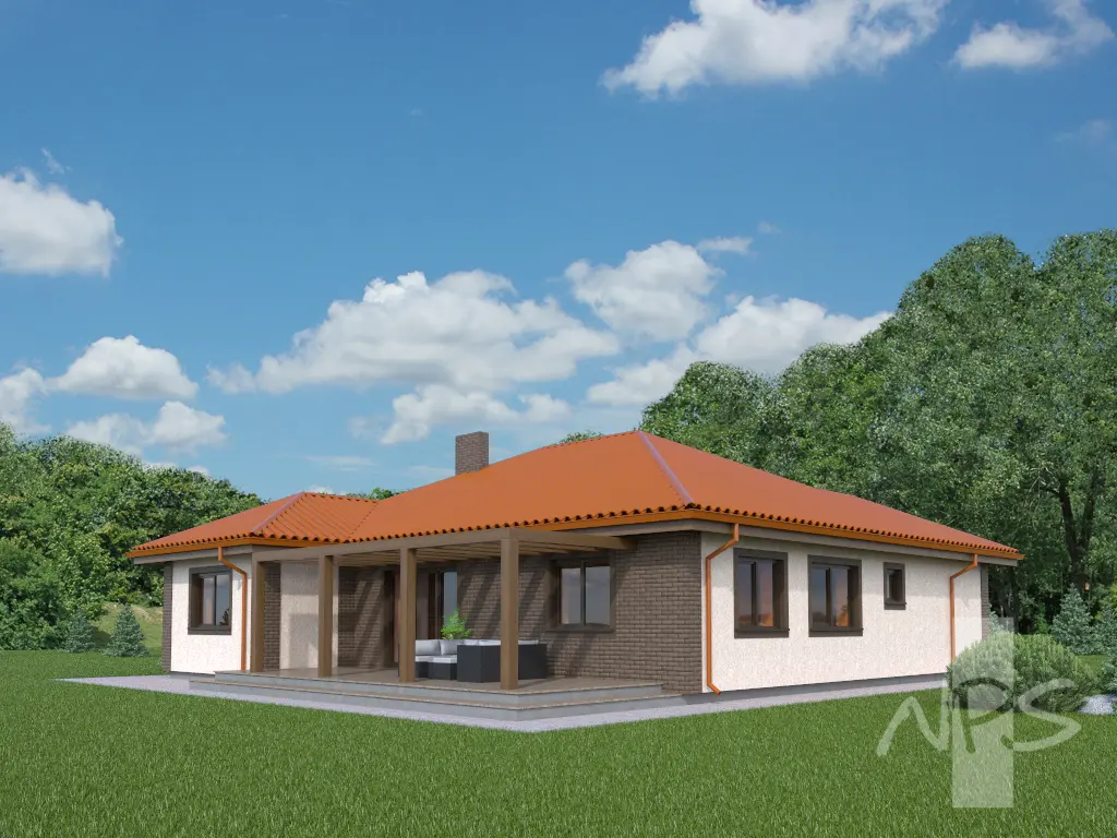 Vienstāva mājas projekts 161 m²: 3 Guļamistabas, Darba istaba, 2 Vannasistabas, Garāža