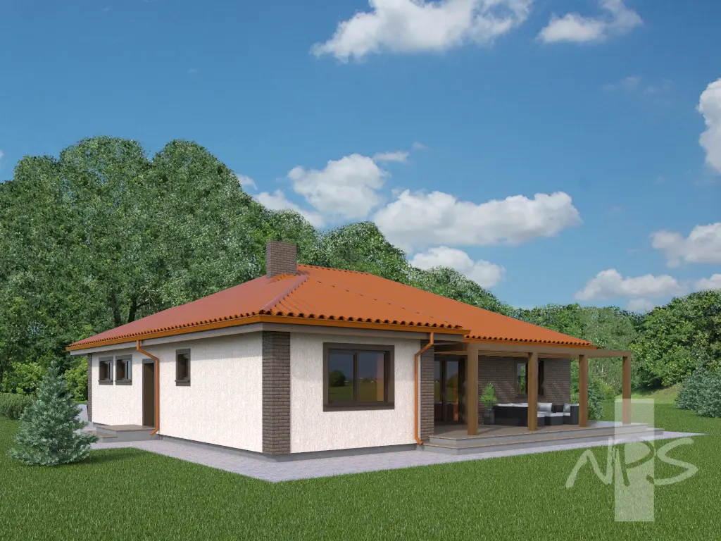 Vienstāva mājas projekts 161 m²: 3 Guļamistabas, Darba istaba, 2 Vannasistabas, Garāža