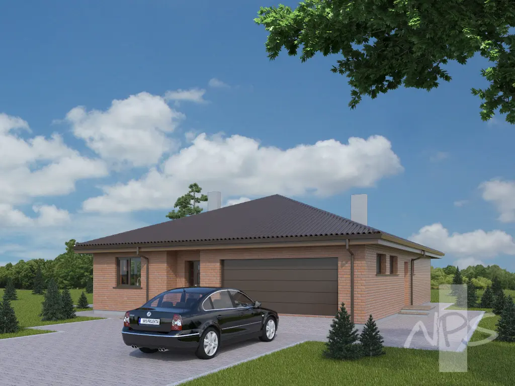Vienstāva mājas projekts 168 m²: 3 Guļamistabas, 1 Vannasistabas, Garāža