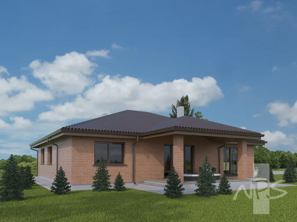 Vienstāva mājas projekts 168 m²: 3 Guļamistabas, 1 Vannasistabas, Garāža