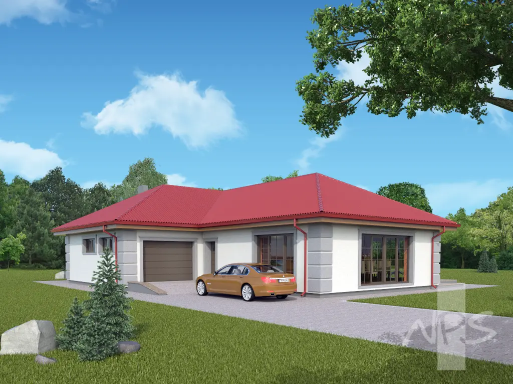 Vienstāva mājas projekts 163 m²: 3 Guļamistabas, 2 Vannasistabas, Garāža