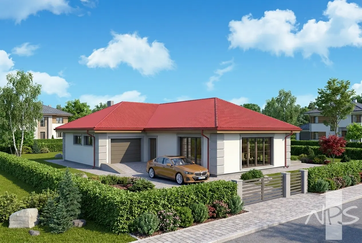 Vienstāva mājas projekts 163 m²: 3 Guļamistabas, 2 Vannasistabas, Garāža