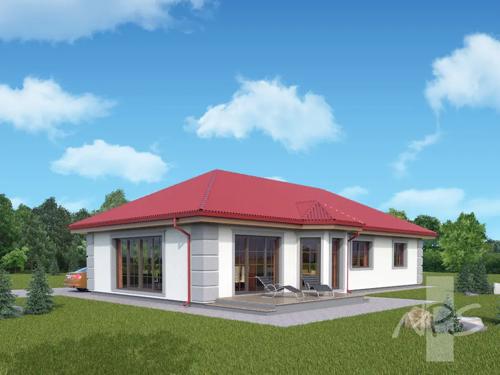 Vienstāva mājas projekts 163 m²: 3 Guļamistabas, 2 Vannasistabas, Garāža
