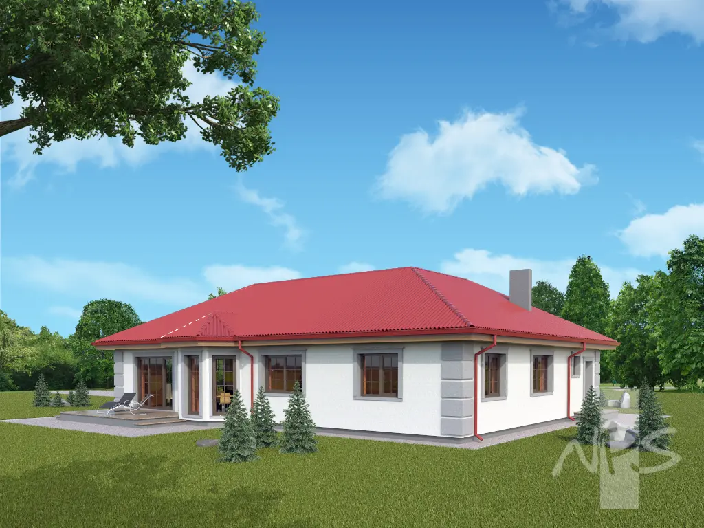 Vienstāva mājas projekts 163 m²: 3 Guļamistabas, 2 Vannasistabas, Garāža