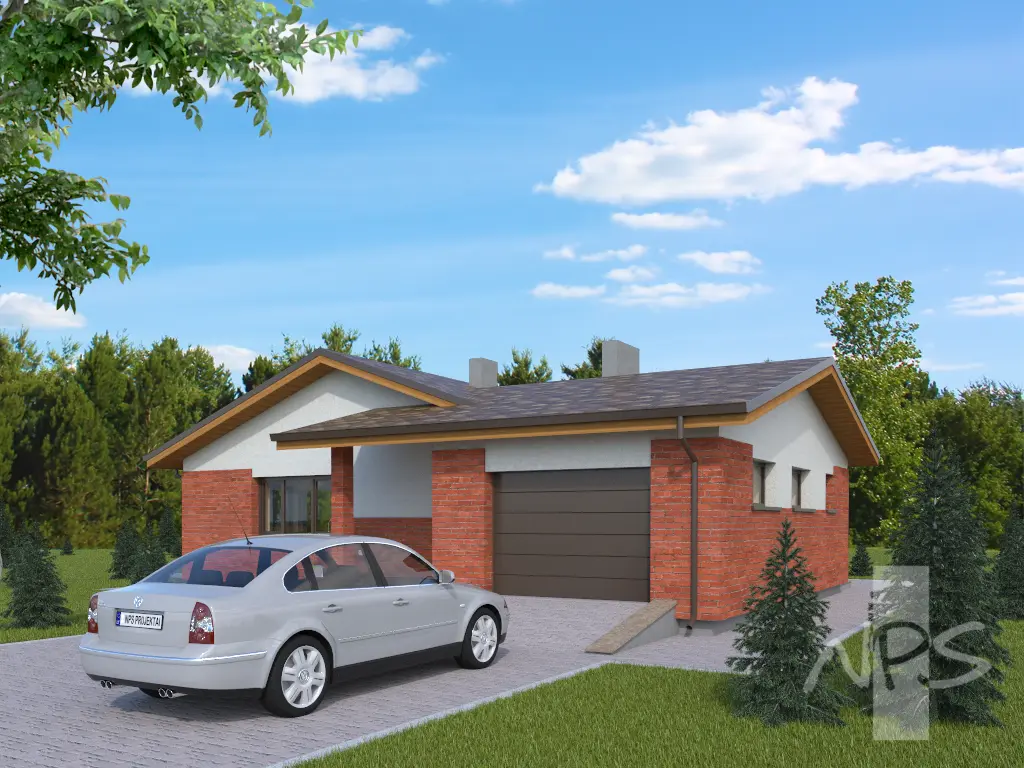 Vienstāva mājas projekts 146 m²: 3 Guļamistabas, 2 Vannasistabas, Atvērta virtuve, Garāža