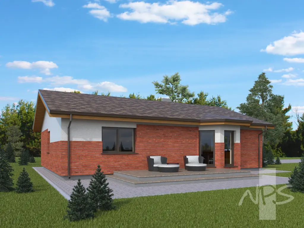 Vienstāva mājas projekts 146 m²: 3 Guļamistabas, 2 Vannasistabas, Atvērta virtuve, Garāža