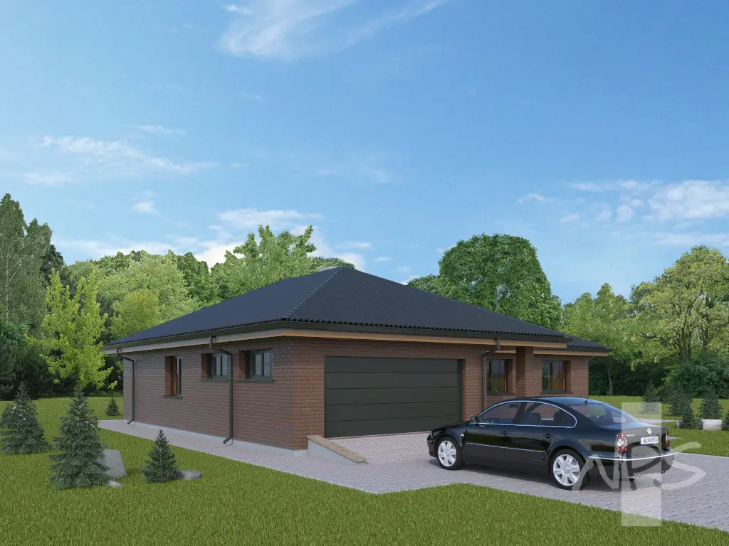 Vienstāva mājas projekts 191 m²: 3 Guļamistabas, Darba istaba, 2 Vannasistabas, Garāža