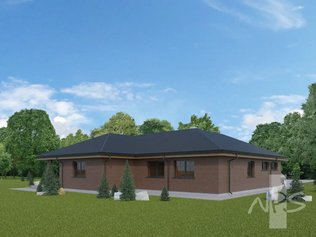 Vienstāva mājas projekts 191 m²: 3 Guļamistabas, Darba istaba, 2 Vannasistabas, Garāža