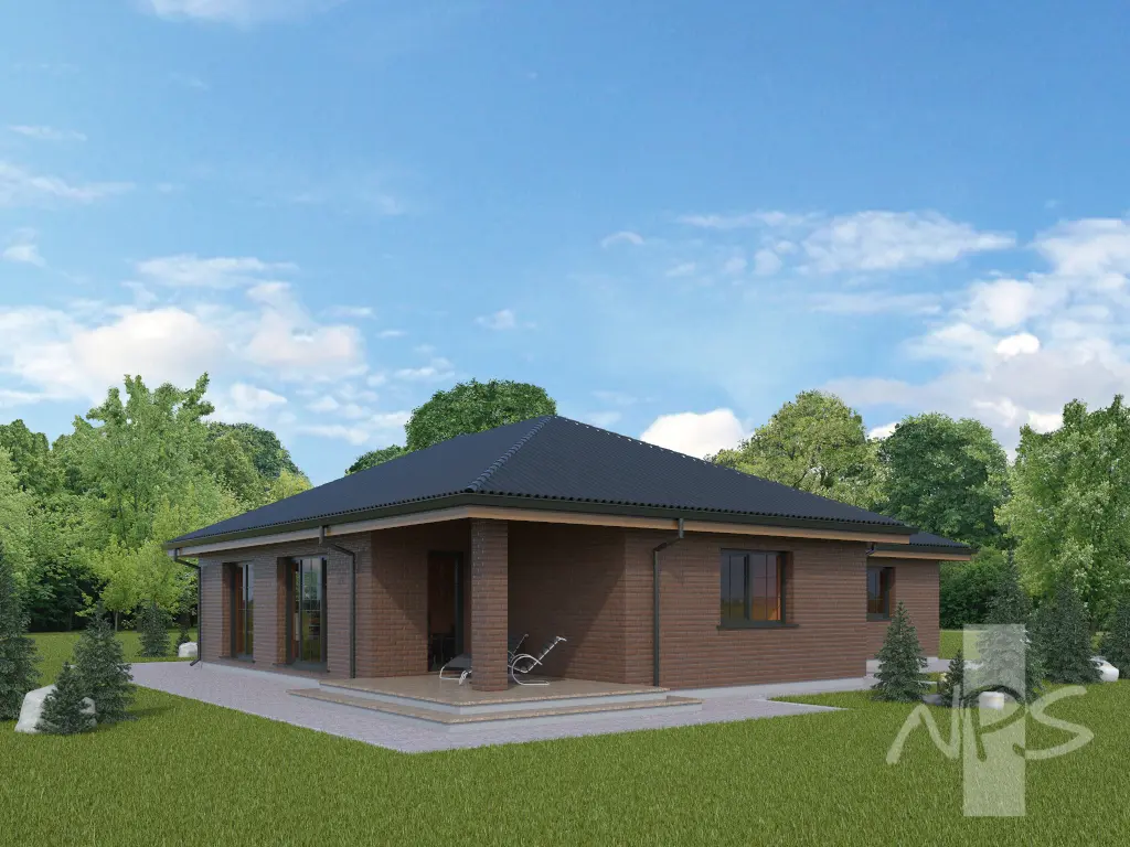 Vienstāva mājas projekts 191 m²: 3 Guļamistabas, Darba istaba, 2 Vannasistabas, Garāža
