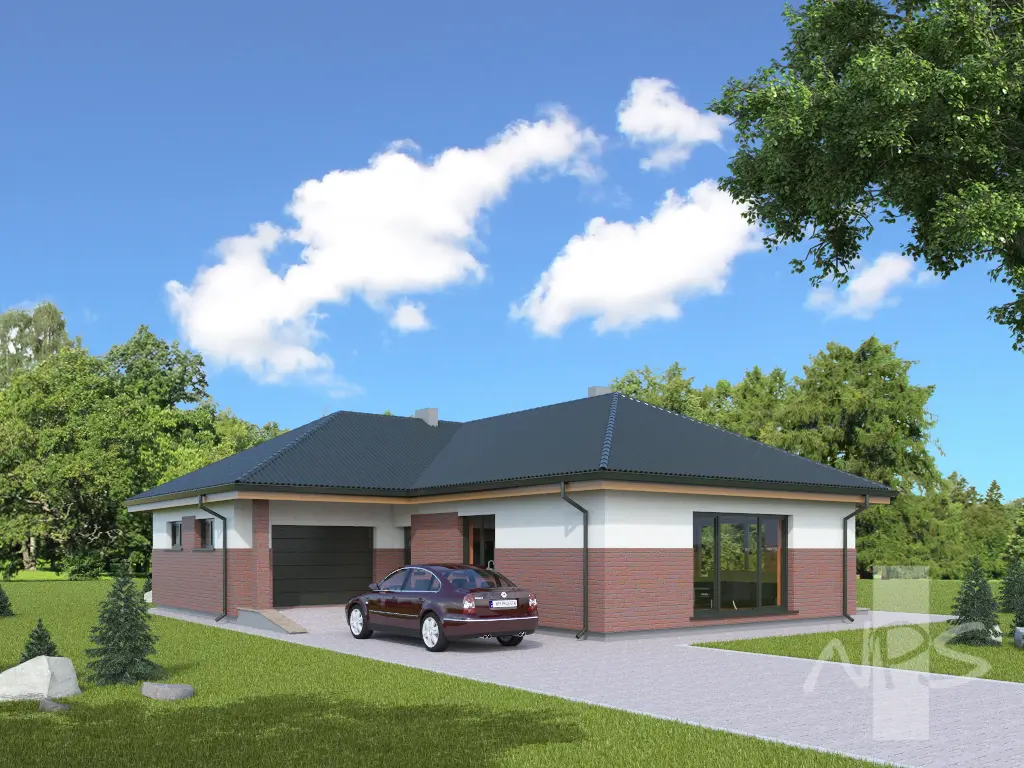 Vienstāva mājas projekts 135 m²: 3 Guļamistabas, 1 Vannasistabas, bez Garāžas