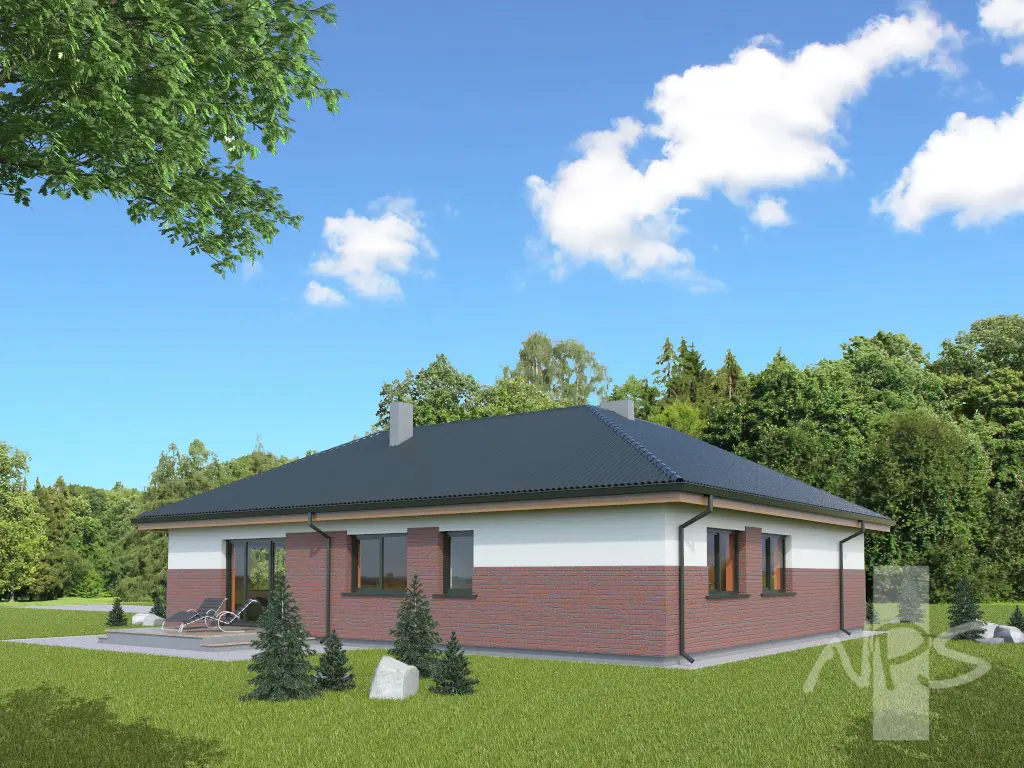 Vienstāva mājas projekts 135 m²: 3 Guļamistabas, 1 Vannasistabas, bez Garāžas