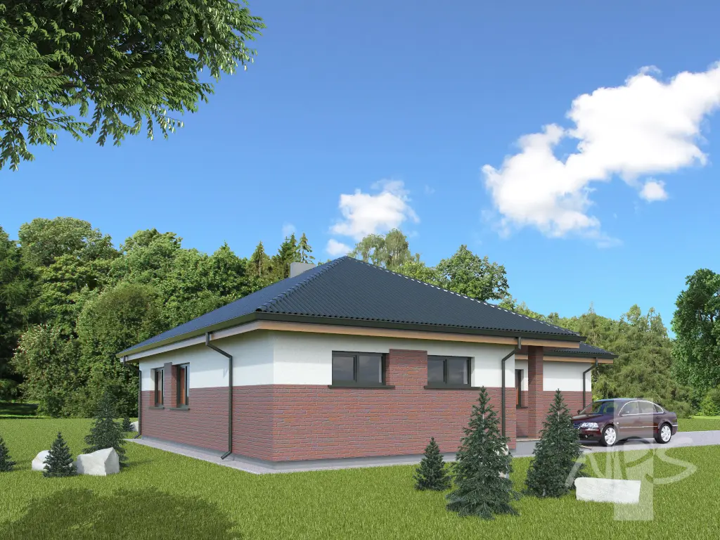 Vienstāva mājas projekts 135 m²: 3 Guļamistabas, 1 Vannasistabas, bez Garāžas