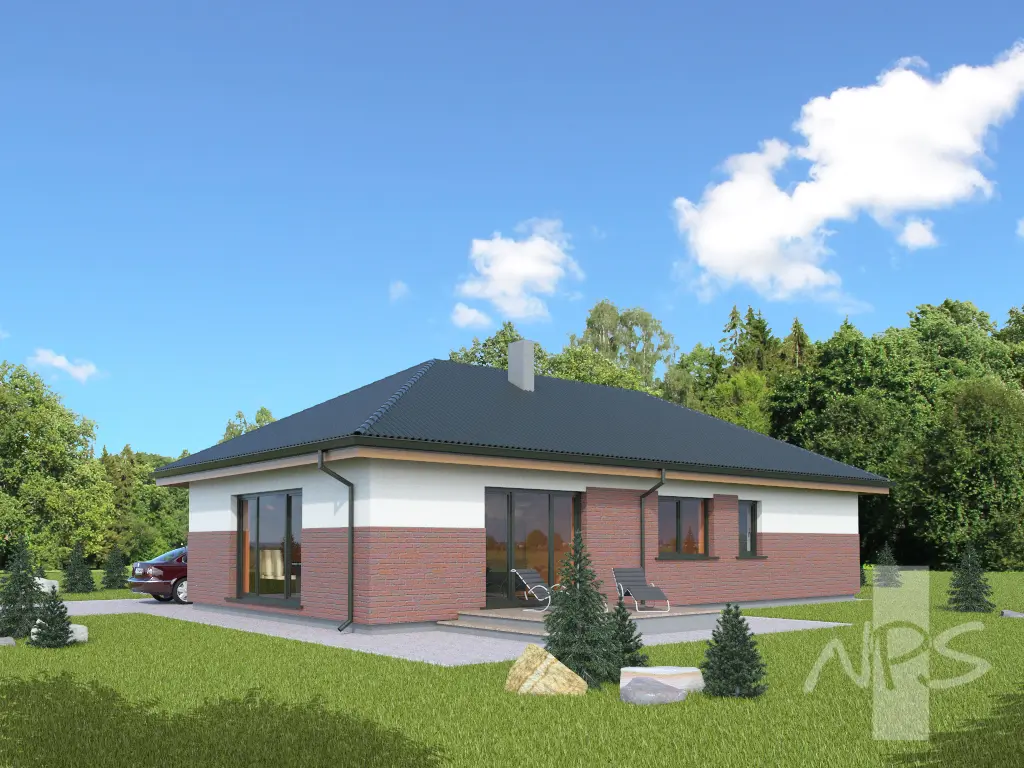 Vienstāva mājas projekts 135 m²: 3 Guļamistabas, 1 Vannasistabas, bez Garāžas