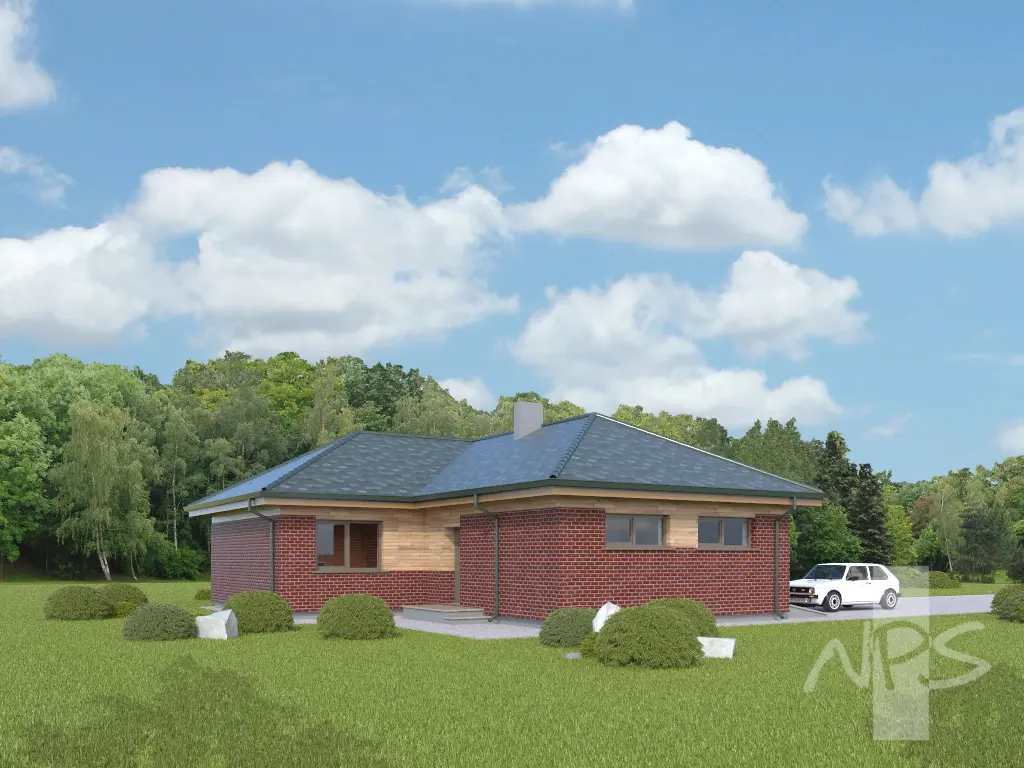 Vienstāva mājas projekts 133 m²: 3 Guļamistabas, 1 Vannasistabas, Atvērta virtuve, Garāža