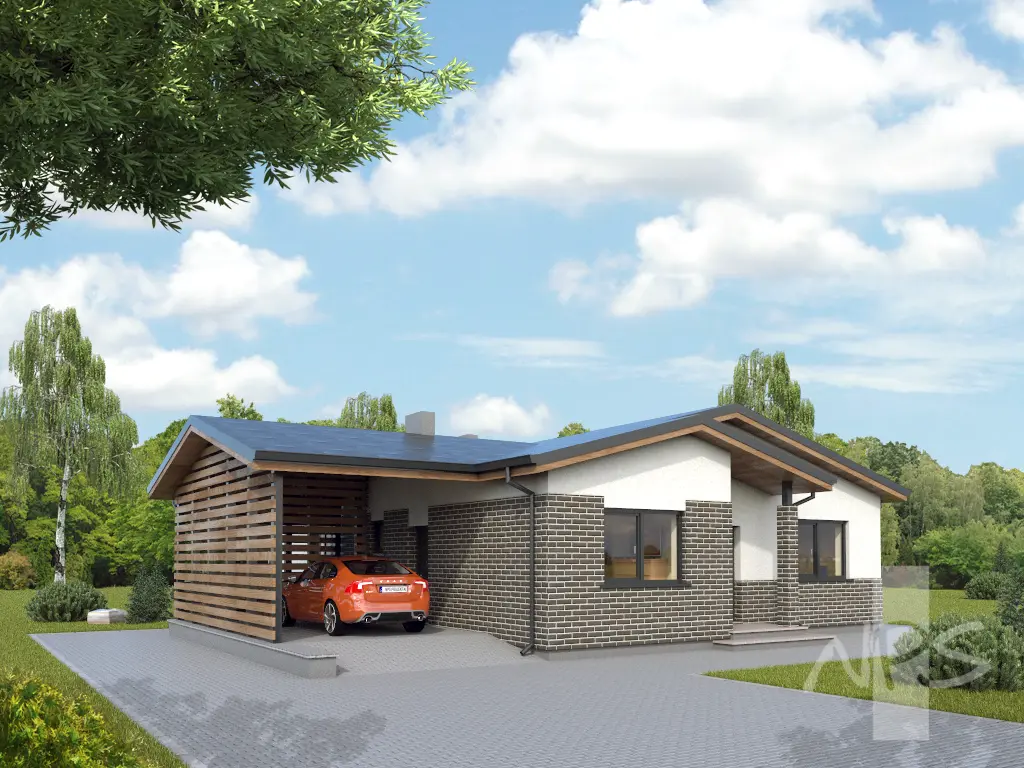 Vienstāva mājas projekts 126 m²: 3 Guļamistabas, Darba istaba, 2 Vannasistabas, bez Garāžas