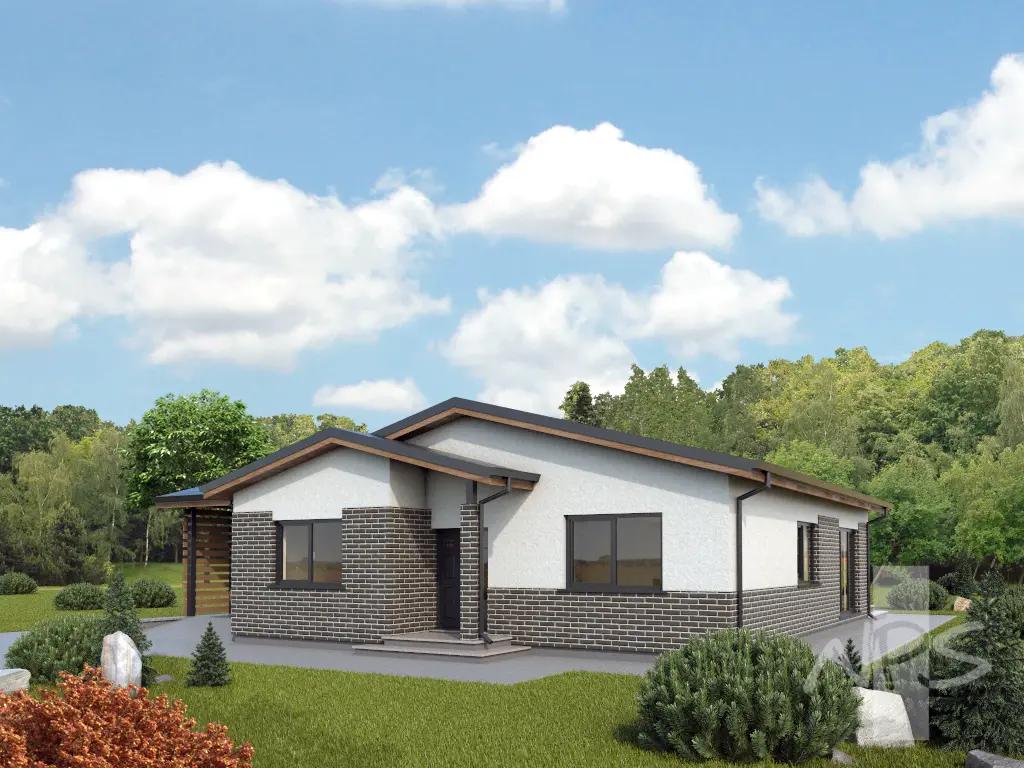 Vienstāva mājas projekts 126 m²: 3 Guļamistabas, Darba istaba, 2 Vannasistabas, bez Garāžas