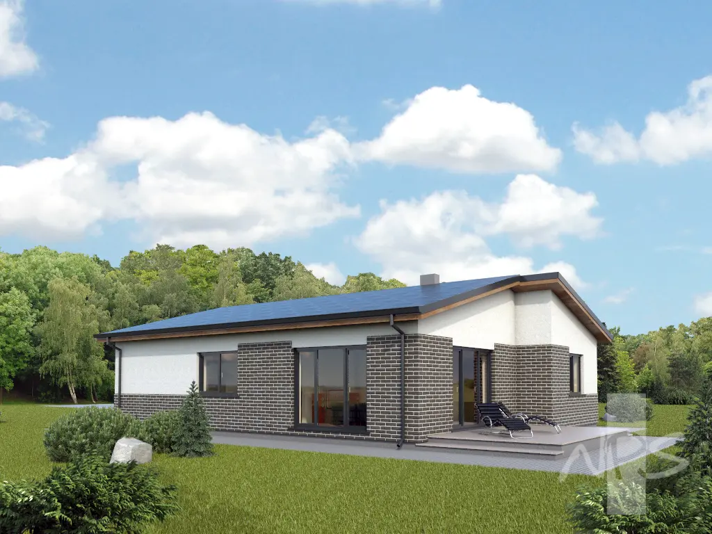 Vienstāva mājas projekts 126 m²: 3 Guļamistabas, Darba istaba, 2 Vannasistabas, bez Garāžas