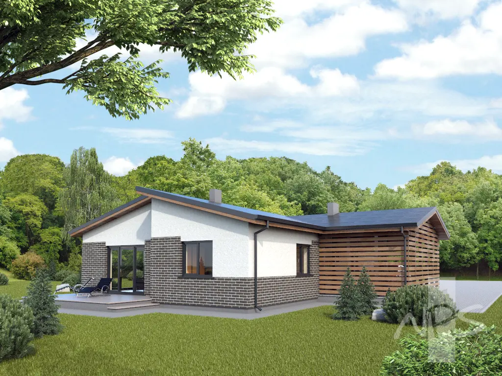 Vienstāva mājas projekts 126 m²: 3 Guļamistabas, Darba istaba, 2 Vannasistabas, bez Garāžas
