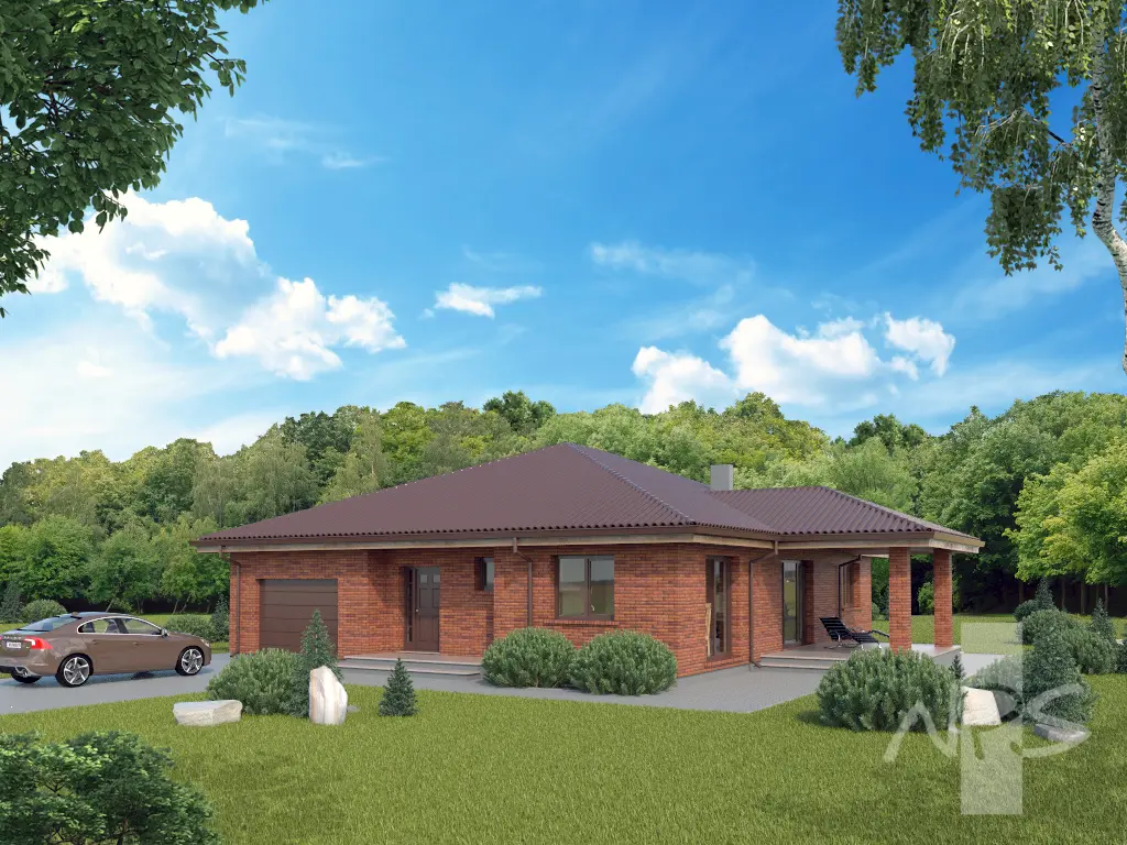 Vienstāva mājas projekts 167 m²: 3 Guļamistabas, 2 Vannasistabas, Garāža
