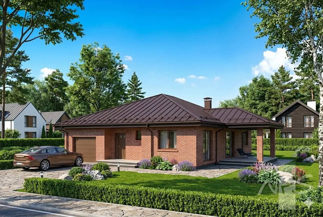 Vienstāva mājas projekts 167 m²: 3 Guļamistabas, 2 Vannasistabas, Garāža