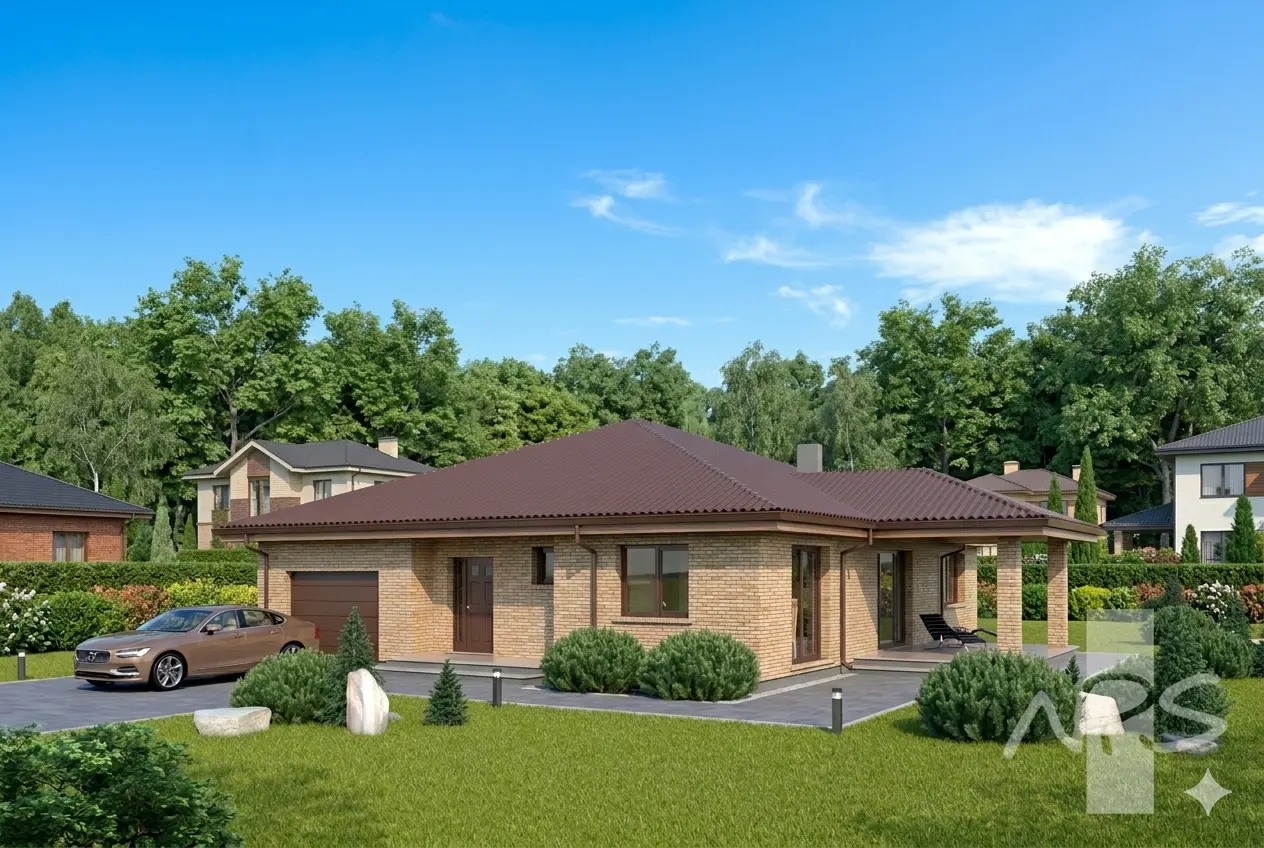 Vienstāva mājas projekts 167 m²: 3 Guļamistabas, 2 Vannasistabas, Garāža