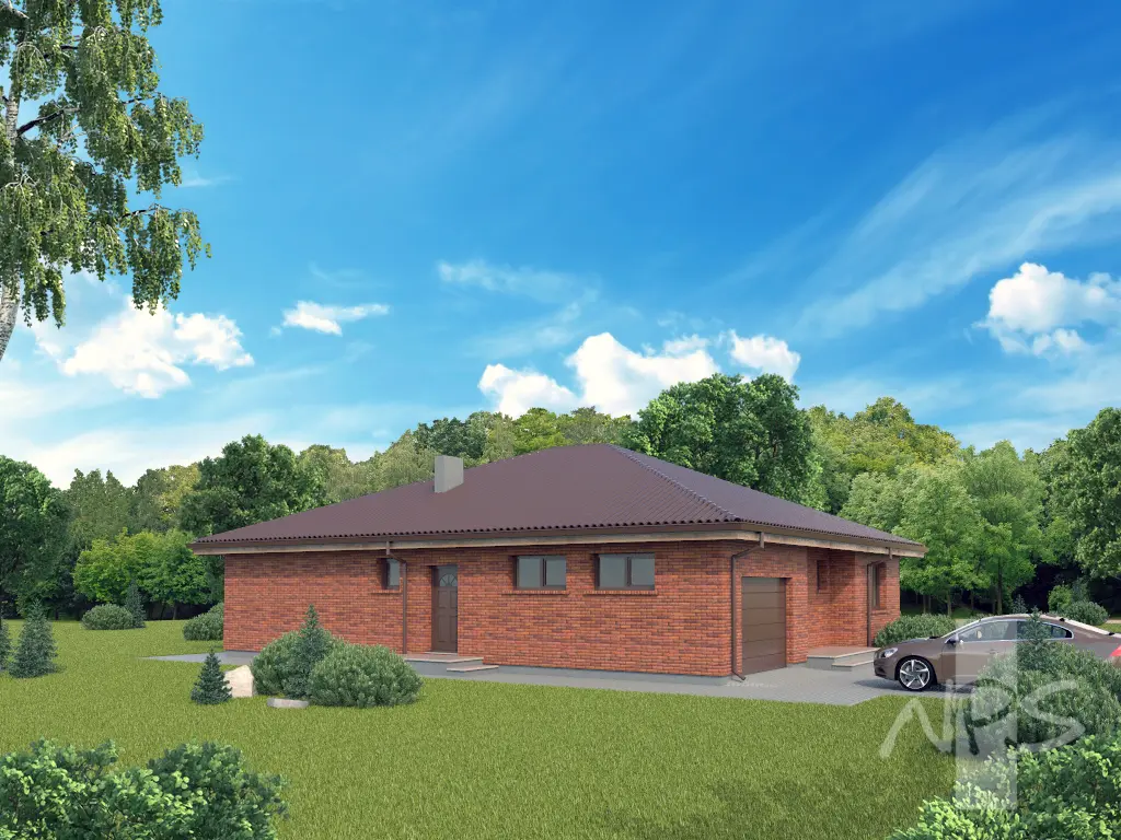 Vienstāva mājas projekts 167 m²: 3 Guļamistabas, 2 Vannasistabas, Garāža