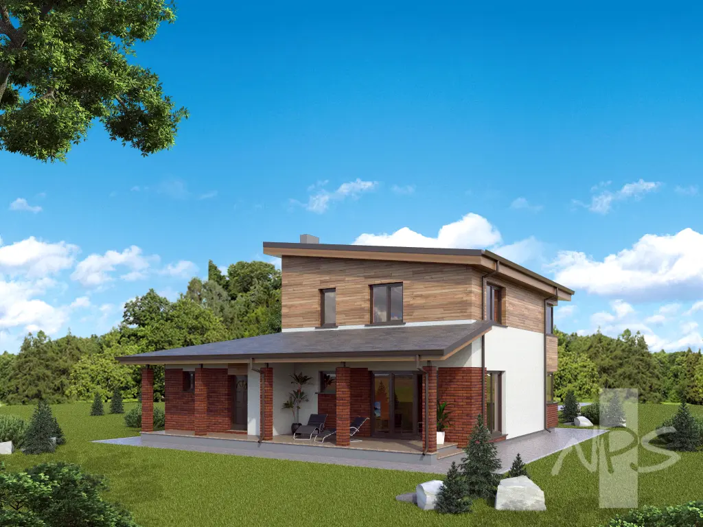 Divstāvu mājas projekts 165 m²: 3 Guļamistabas, 2 Vannasistabas, Atvērta virtuve, bez Garāžas