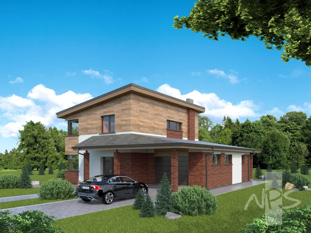 Divstāvu mājas projekts 165 m²: 3 Guļamistabas, 2 Vannasistabas, Atvērta virtuve, bez Garāžas