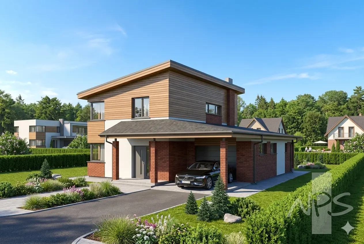 Divstāvu mājas projekts 165 m²: 3 Guļamistabas, 2 Vannasistabas, Atvērta virtuve, bez Garāžas