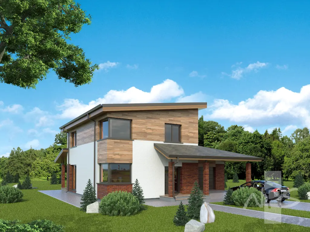 Divstāvu mājas projekts 165 m²: 3 Guļamistabas, 2 Vannasistabas, Atvērta virtuve, bez Garāžas