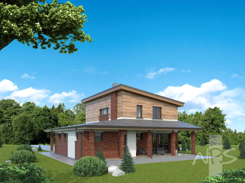 Divstāvu mājas projekts 165 m²: 3 Guļamistabas, 2 Vannasistabas, Atvērta virtuve, bez Garāžas