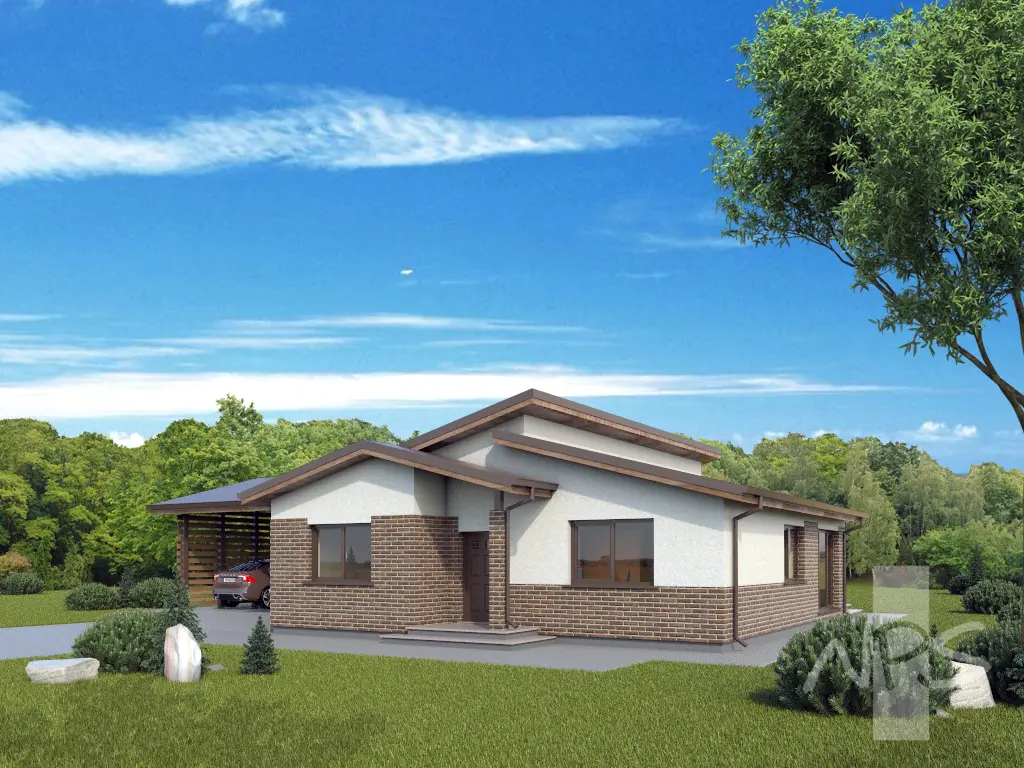 Vienstāva mājas projekts 112 m²: 3 Guļamistabas, 1 Vannasistabas, bez Garāžas