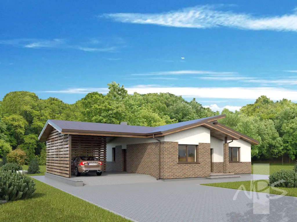 Vienstāva mājas projekts 112 m²: 3 Guļamistabas, 1 Vannasistabas, bez Garāžas