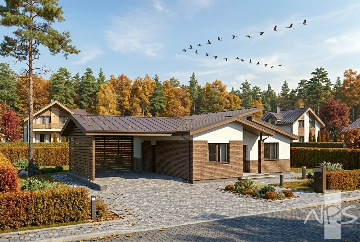 Vienstāva mājas projekts 112 m²: 3 Guļamistabas, 1 Vannasistabas, bez Garāžas