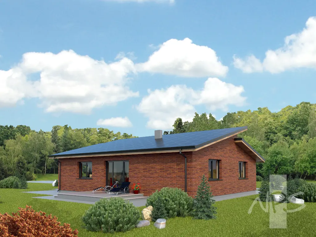 Vienstāva mājas projekts 157 m²: 3 Guļamistabas, 1 Vannasistabas, Atvērta virtuve, Garāža