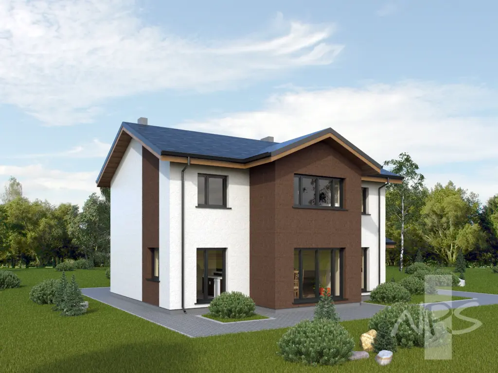 Divstāvu mājas projekts 176 m²: 3 Guļamistabas, 2 Vannasistabas, Atvērta virtuve, bez Garāžas