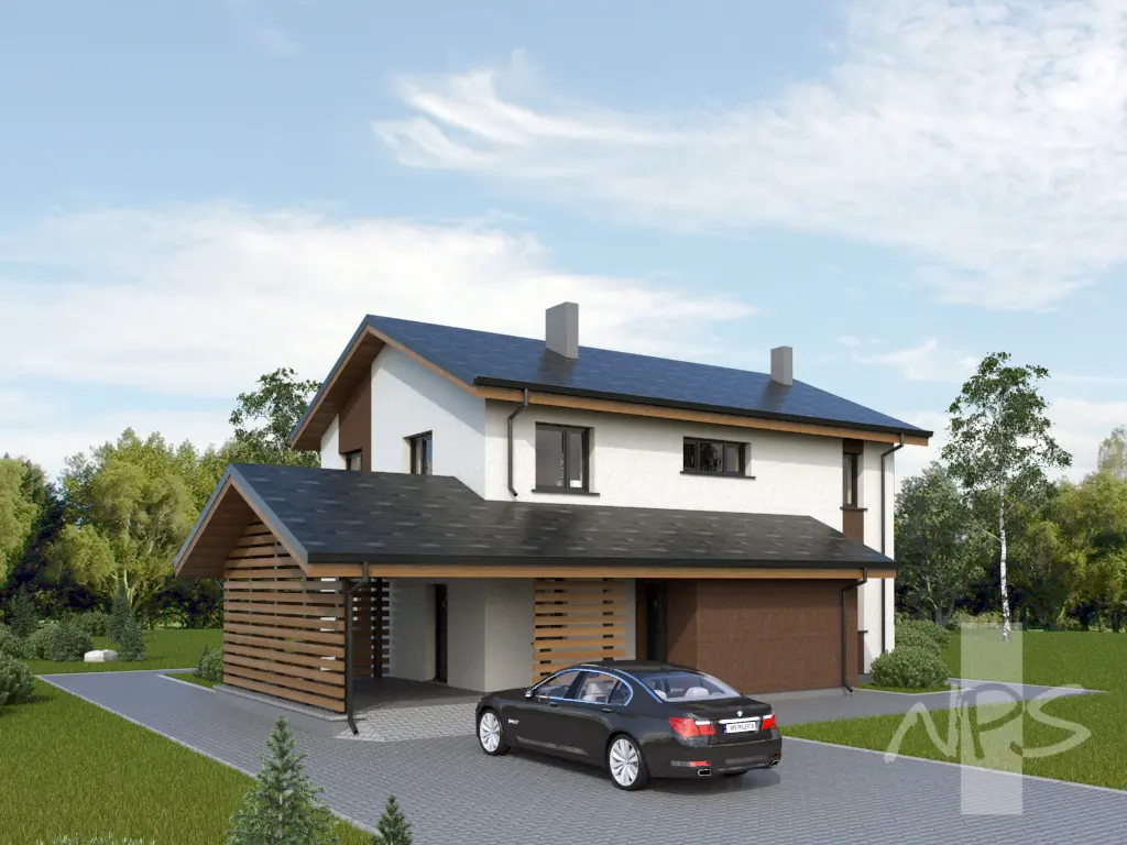 Divstāvu mājas projekts 176 m²: 3 Guļamistabas, 2 Vannasistabas, Atvērta virtuve, bez Garāžas