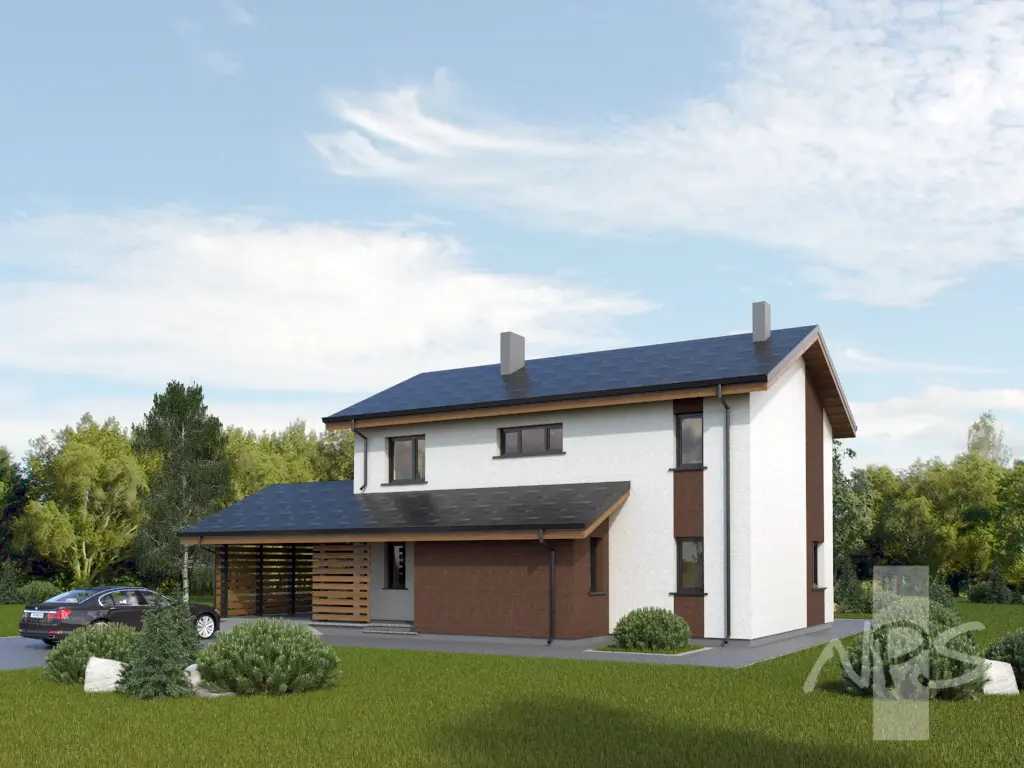 Divstāvu mājas projekts 176 m²: 3 Guļamistabas, 2 Vannasistabas, Atvērta virtuve, bez Garāžas