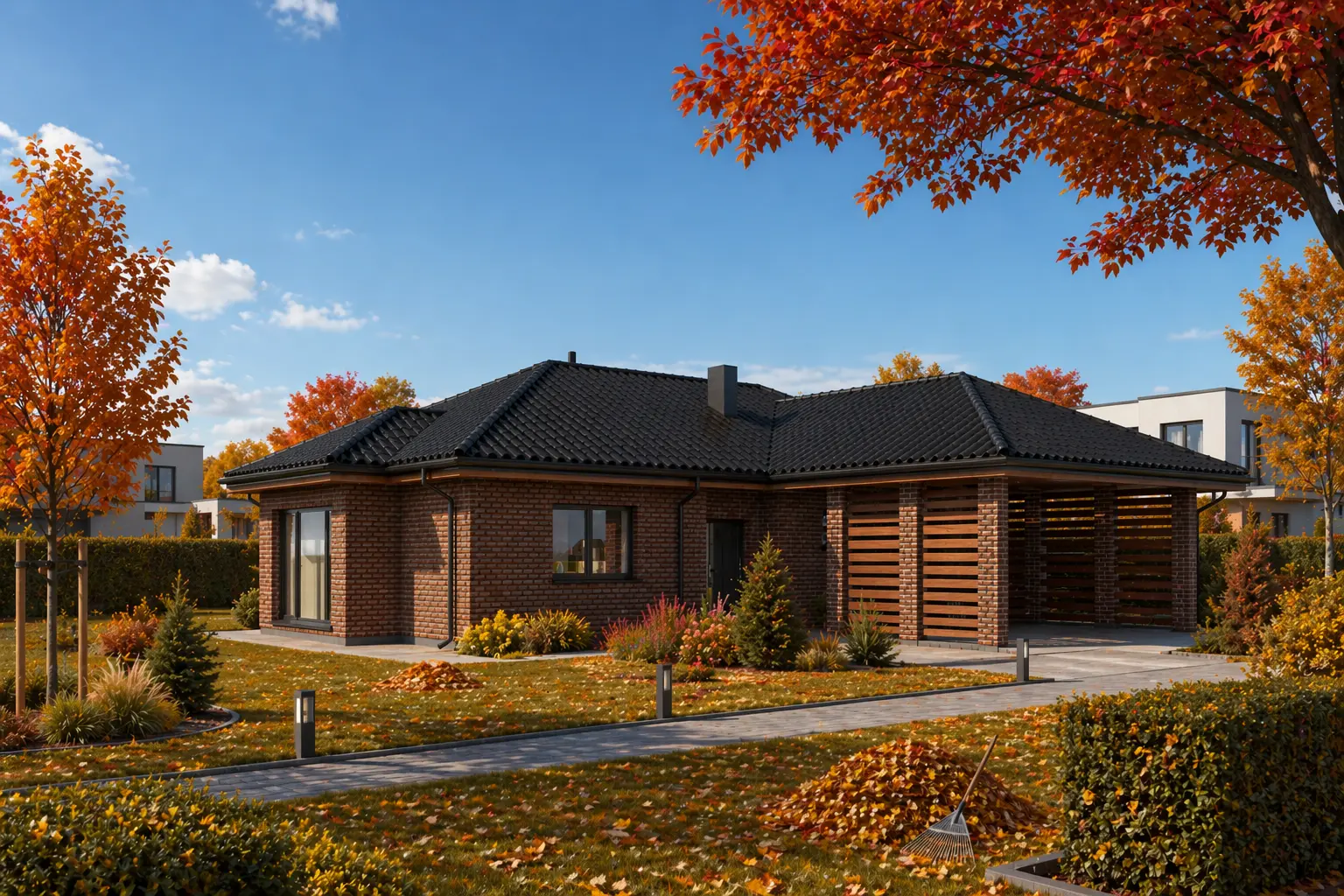 Vienstāva mājas projekts 132 m²: 3 Guļamistabas, 1 Vannasistabas, Atvērta virtuve, bez Garāžas
