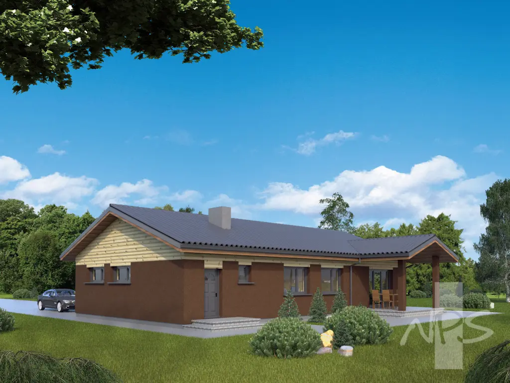 Vienstāva mājas projekts 158 m²: 3 Guļamistabas, 2 Vannasistabas, Garāža