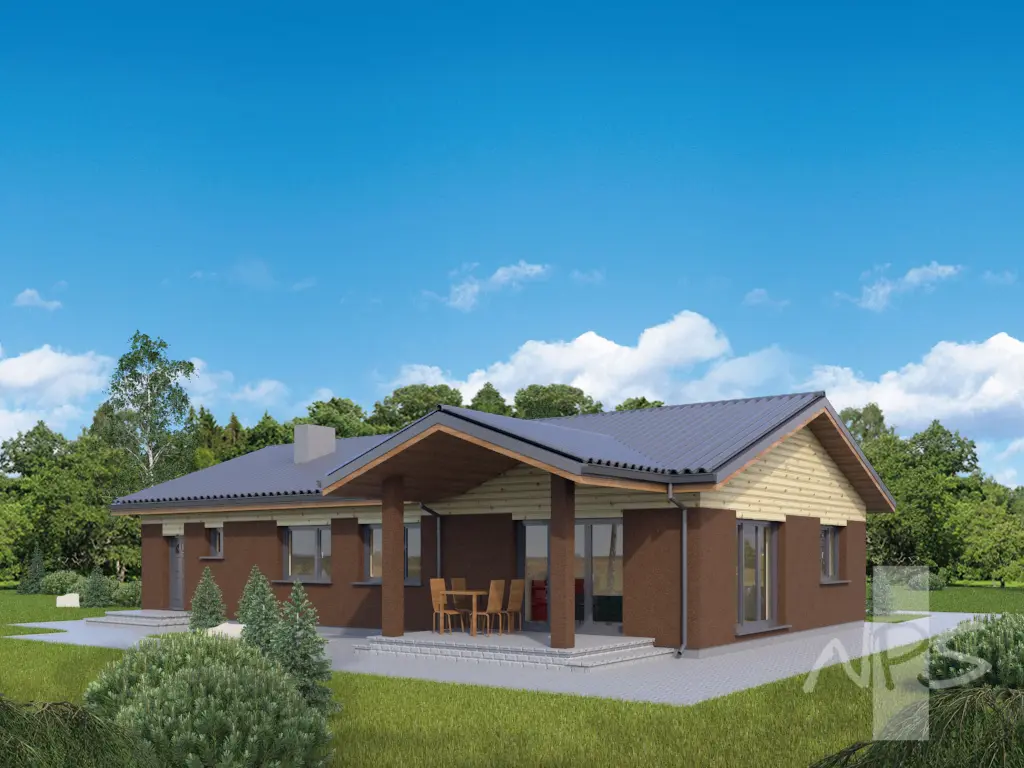 Vienstāva mājas projekts 158 m²: 3 Guļamistabas, 2 Vannasistabas, Garāža