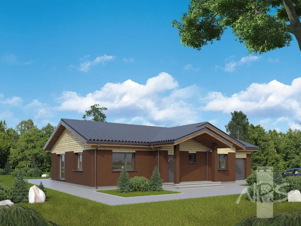 Vienstāva mājas projekts 158 m²: 3 Guļamistabas, 2 Vannasistabas, Garāža