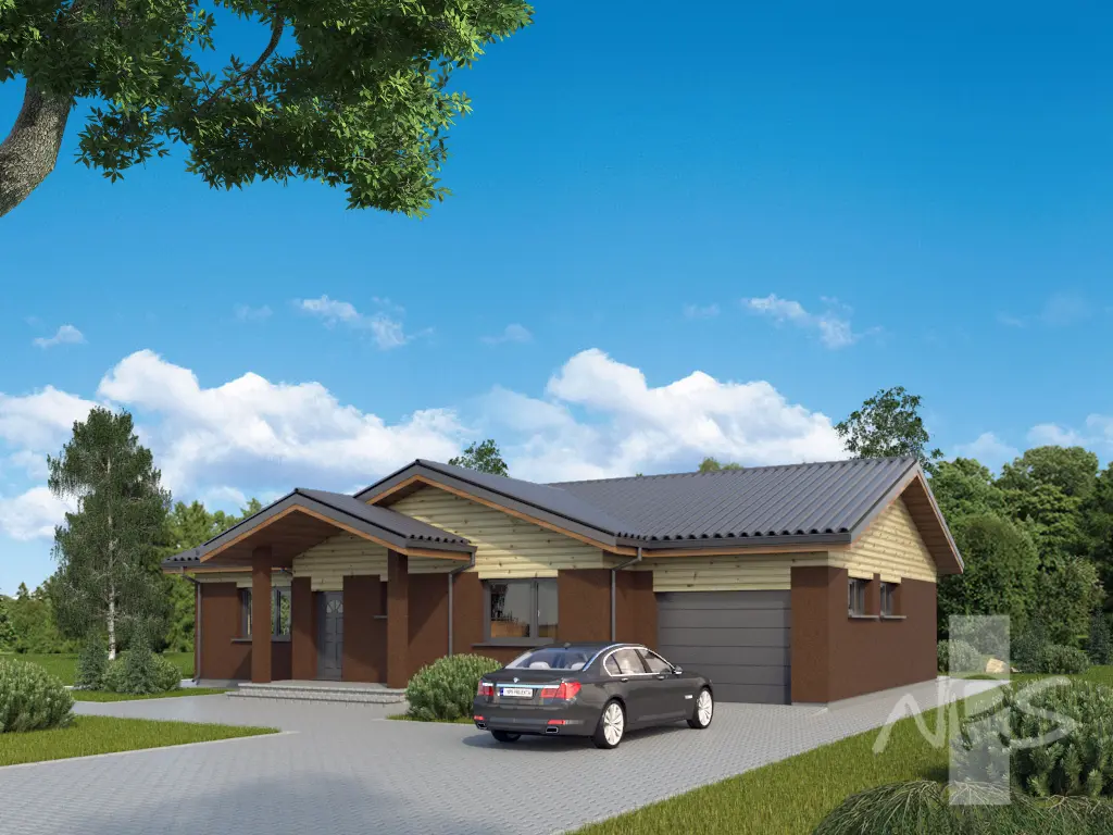 Vienstāva mājas projekts 158 m²: 3 Guļamistabas, 2 Vannasistabas, Garāža