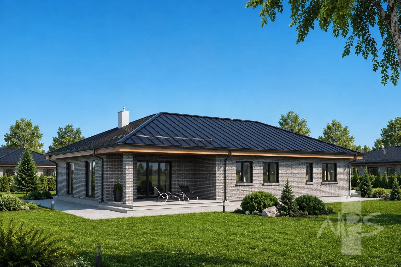 Vienstāva mājas projekts 161 m²: 3 Guļamistabas, 2 Vannasistabas, bez Garāžas