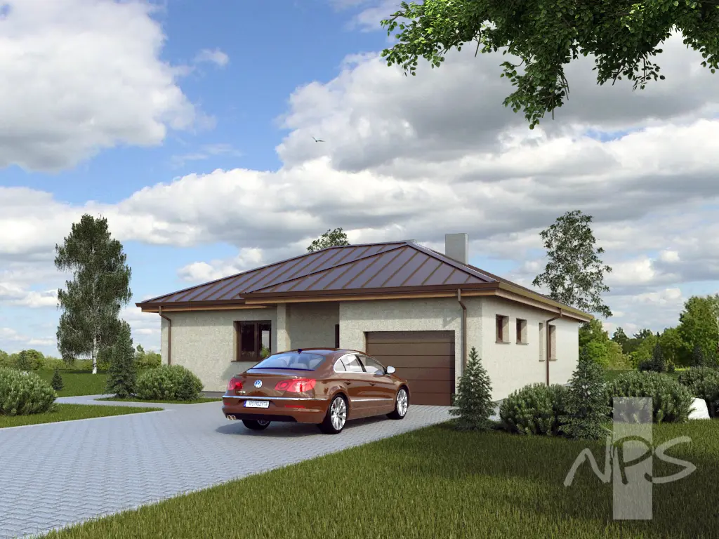 Vienstāva mājas projekts 146 m²: 3 Guļamistabas, 1 Vannasistabas, Atvērta virtuve, Garāža