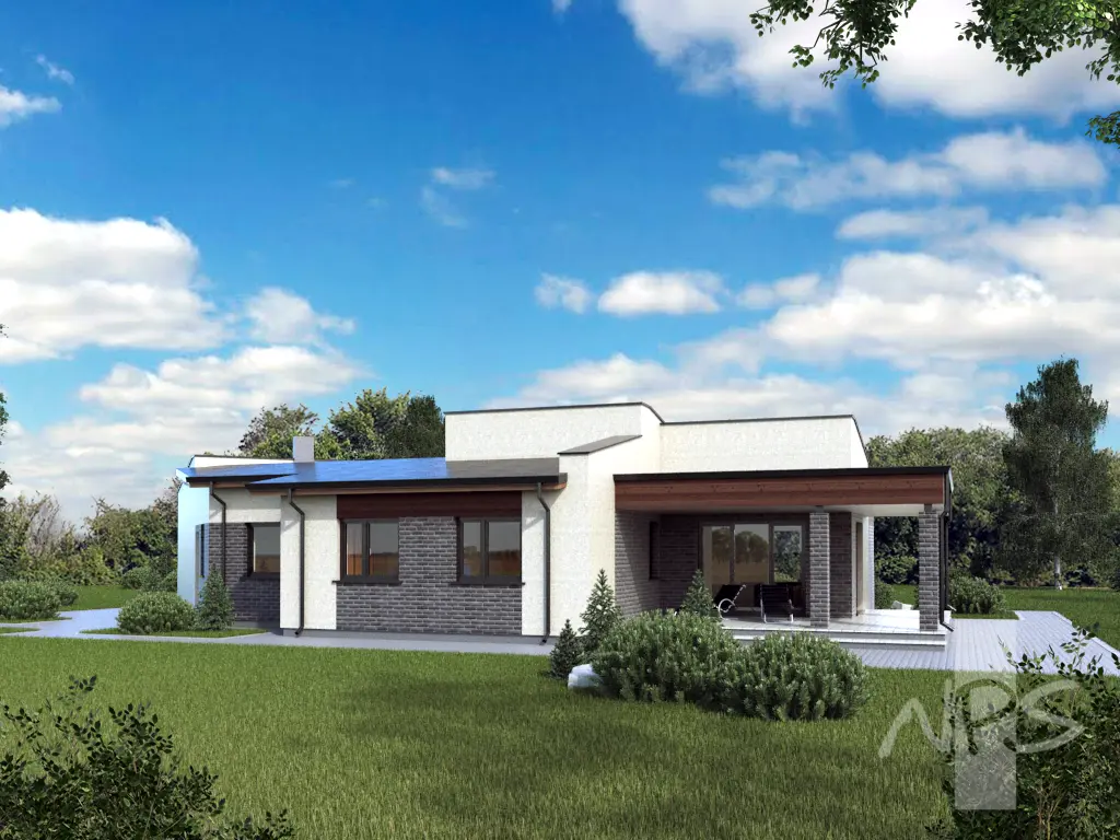 Vienstāva mājas projekts 153 m²: 3 Guļamistabas, 2 Vannasistabas, Garāža